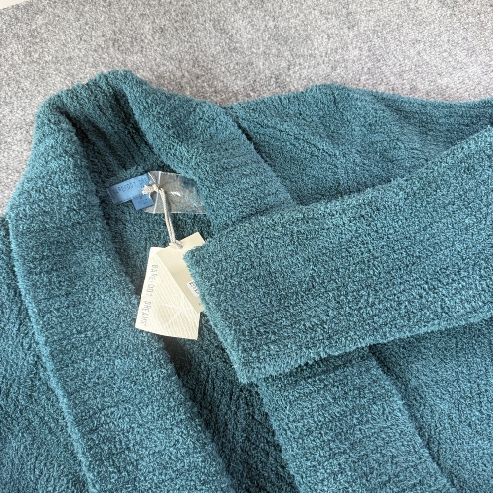 Barefoot Dreams CozyChic Diamond Circle Cardigan Midnight Teal Medium New